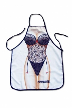 Sexy Black Lace Teddy Print Funny Kitchen Apron