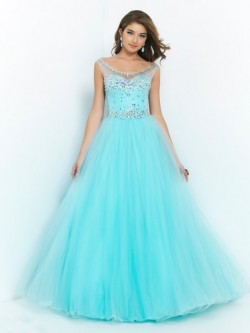 Ball Gown Scoop Floor-length Organza Dress POWDN14077BN460