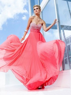 Princess Sweetheart Floor-length Chiffon Dress POWDN14077BN304