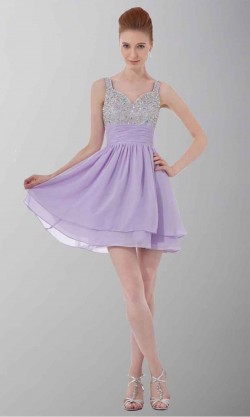 Short Straps Sequin Bodice Purple Cocktail Dresses KSP321 [KSP321] – £87.00