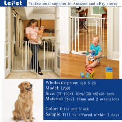 Child Safety Gate Extra Wide Fence Tall Metal Door Walk-Thru Pet Dog Gate Child Safety Barrier