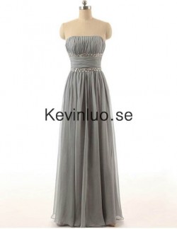 Axelbandslös Silver Långa En-Linje Chiffon Balklänningar [DK-624] – 1604.81kr : Kevinluo.se!