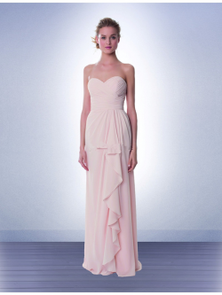 US$132.99 2015 Chiffon Ruched Pink Sleeveless Sweetheart Floor Length