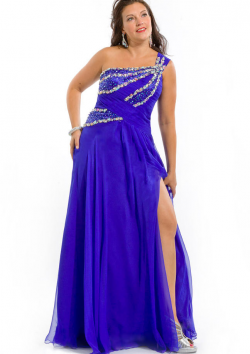 US$150.99 2015 Chiffon Sleeveless One Shoulder Floor Length Crystals Split Front