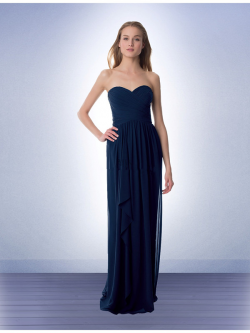 US$133.99 2015 Floor Length Navy Sweetheart Chiffon Ruched Sleeveless