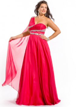 US$159.99 2015 Fuchsia One Shoulder Blue Floor Length Zipper Crystals Chiffon Sleeveless