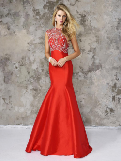 US$146.99 2016 Red Mermaid Sleeveless Straps Beads Satin Floor Length