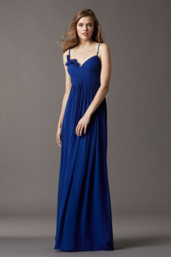 US$139.99 Royal Blue Floor Length Spaghetti Straps Sleeveless Chiffon Ruched