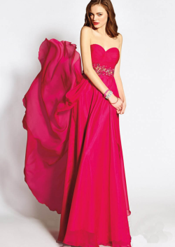 US$163.99 2015 Sleeveless Zipper Sweetheart Crystals Chiffon Floor Length