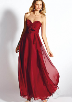 US$168.99 2015 Sweetheart Zipper Burgundy Flower Chiffon Floor Length Sleeveless