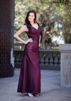 US$165.99 2015 V-neck Sleeveless Satin Regency Floor Length