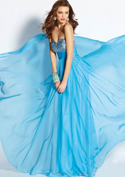 US$145.99 2015 Zipper Beading Sweetheart Chiffon Ruched Blue Floor Length