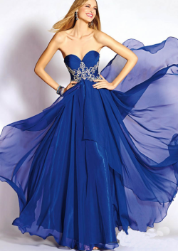 US$163.99 2015 Zipper Crystals Chiffon Sleeveless Sweetheart Blue Floor Length