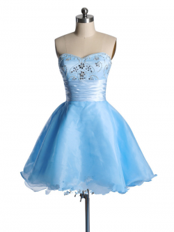 US$163.99 2015 Crystals Sweetheart Blue Sleeveless Tulle Zipper Short Length