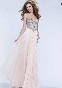 US$142.99 2015 Sweetheart Beading Chiffon Blush Navy Silver Floor Length