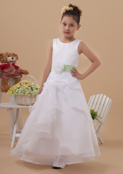 US$92.99 2015 Tulle Zipper Flower Ribbon Sleeveless White Ruched Straps Floor Length