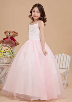 US$105.99 2015 Zipper Tulle Appliques Pink Floor Length Spaghetti Straps Sleeveless