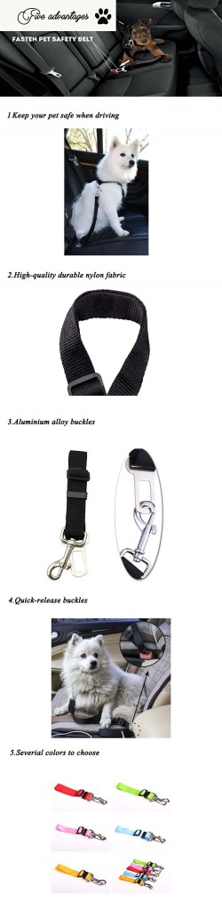 Nylon material aliuminium alloy Dog car seatbelt manufacturer wholesale