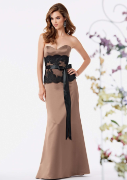 US$138.99 2015 Appliques Sash Floor Length Sweetheart Satin Brown