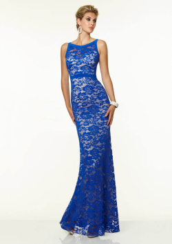 US$168.99 2015 Blue Black Scoop Sleeveless Appliques Chiffon Floor Length