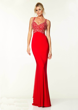 US$173.99 2015 Criss Cross Straps Sleeveless Red Black Beading Chiffon Floor Length