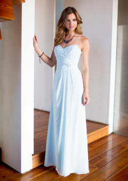 US$133.99 2015 Floor Length Chiffon Ruched Blue Sleeveless Sweetheart