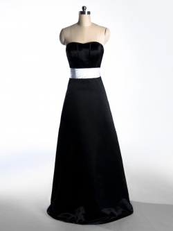 US$181.99 2015 Sleeveless Black Satin Zipper Strapless Ruched Sweep