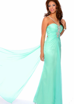 US$183.99 2015 White Blue Beading Open Back Ruched Sleeveless Straps Floor Length Chiffon