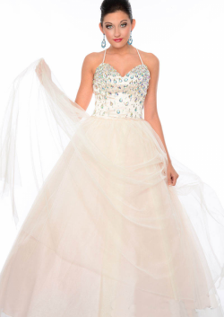 US$193.99 2015 White Blue Spaghetti Straps Sleeveless Crystals Criss Cross Tulle Floor Length Ba ...