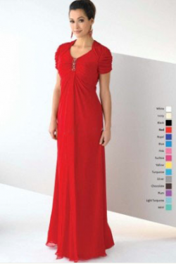 US$158.99 2015 Zipper Chiffon Red Short Sleeves Floor Length