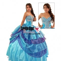 Beautiful beaded aqua and purple taffeta corset puffy new 2017 sweet 15 quinceanera dress