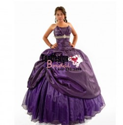 Classic purple beaded hand-made flower tulle taffeta corset new 2017 quinceanera dress VR-1604