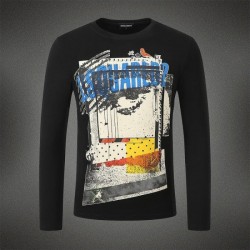 Dsquared2 Men DL04 Grafitti Print Long Sleeves T-Shirt Black