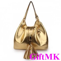 Michael Kors Camden Drawstring Large Gold Shoulder Bags