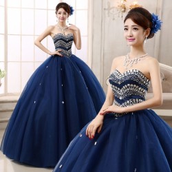 2017 Navy Blue Quinceanera Dress Formal Prom Party Wedding Dresses Ball Gown