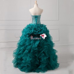 2017 New Actual Image Sweet 15 Dress Organza Ball Gown Quinceanera Dresses With Beading Crystal  ...