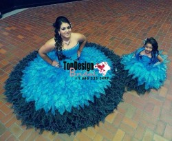 2017 New Beading Sweet 15 Ball Gown Blue and Dark Green Satin Organza Prom Dress Gown Vestidos D ...