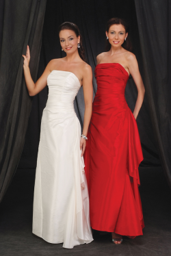 US$160.99 2015 Floor Length Strapless Sleeveless Red White Satin Ruched