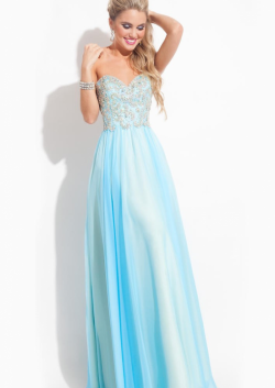 US$155.99 2015 Zipper Sweetheart Chiffon Blue Appliques Floor Length