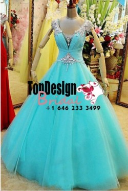 Wholesale 2017 Sweet 15 Dress New Blue Quinceanera dress XV Ball Gown