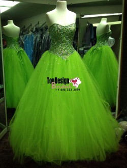 Wholesale 2017 Sweet 15 Dress New Sequined Rhinestones Green Tulle Quinceanera Dresses Ball Gown ...