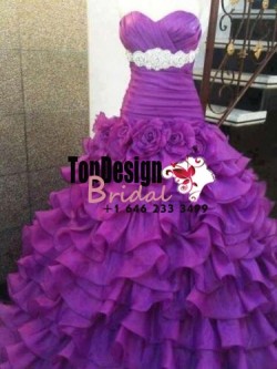 Wholesale 2017 Sweet 15 Dress 2016 Purple Ball Gown Sleeves Beading Handmade Flower Quinceanera  ...