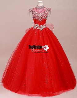 Wholesale 2017 Sweet 15 Dress sparkle High Collar Quinceanera Dresses Beading Crystal Wedding Pr ...