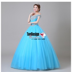 Wholesale Vestidos De Fiesta New 2017 Sweet 15 Dress Aqua Blue Off-Shoulder Beaded Quinceanera B ...