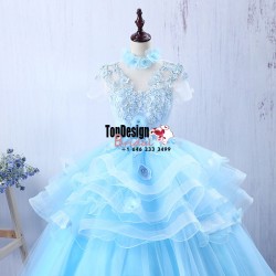 Wholesale Vestidos De Fiesta New 2017 Sweet 15 Dress Blue Ruffled Organza Quinceanera Ball Gown  ...