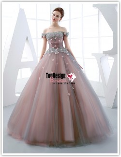 Wholesale Vestidos De Fiesta New 2017 Sweet 15 Dress Dust Pink Off-shoulder Satin Tulle Quincean ...