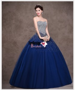 Wholesale Vestidos De Fiesta New 2017 Sweet 15 Dress Navy Blue Fully Beaded Quinceanera Ball Gown