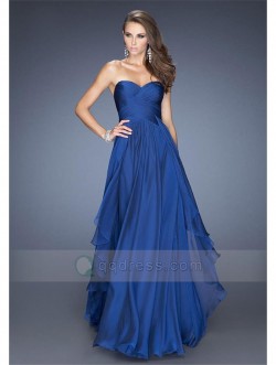 A-line Strapless Sweetheart Pleated Floor-length Prom Dress