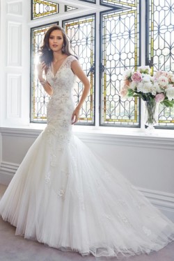 Abiti da sposa a sirena particolari pizzo Mezza Coperta Maniche Corte – ysun.it