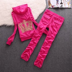 Juicy Couture Crown Velour Tracksuit 610 2pcs Women Suits Rose